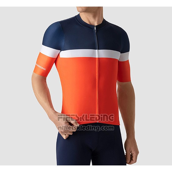 2019 Fietskleding La Passione Blauw Wit Oranje Korte Mouwen en Koersbroek